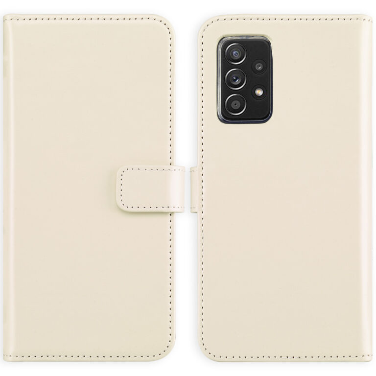 Selencia Echt Lederen Bookcase Samsung Galaxy A52 (4G/ 5G) - Greige - Afbeelding 3