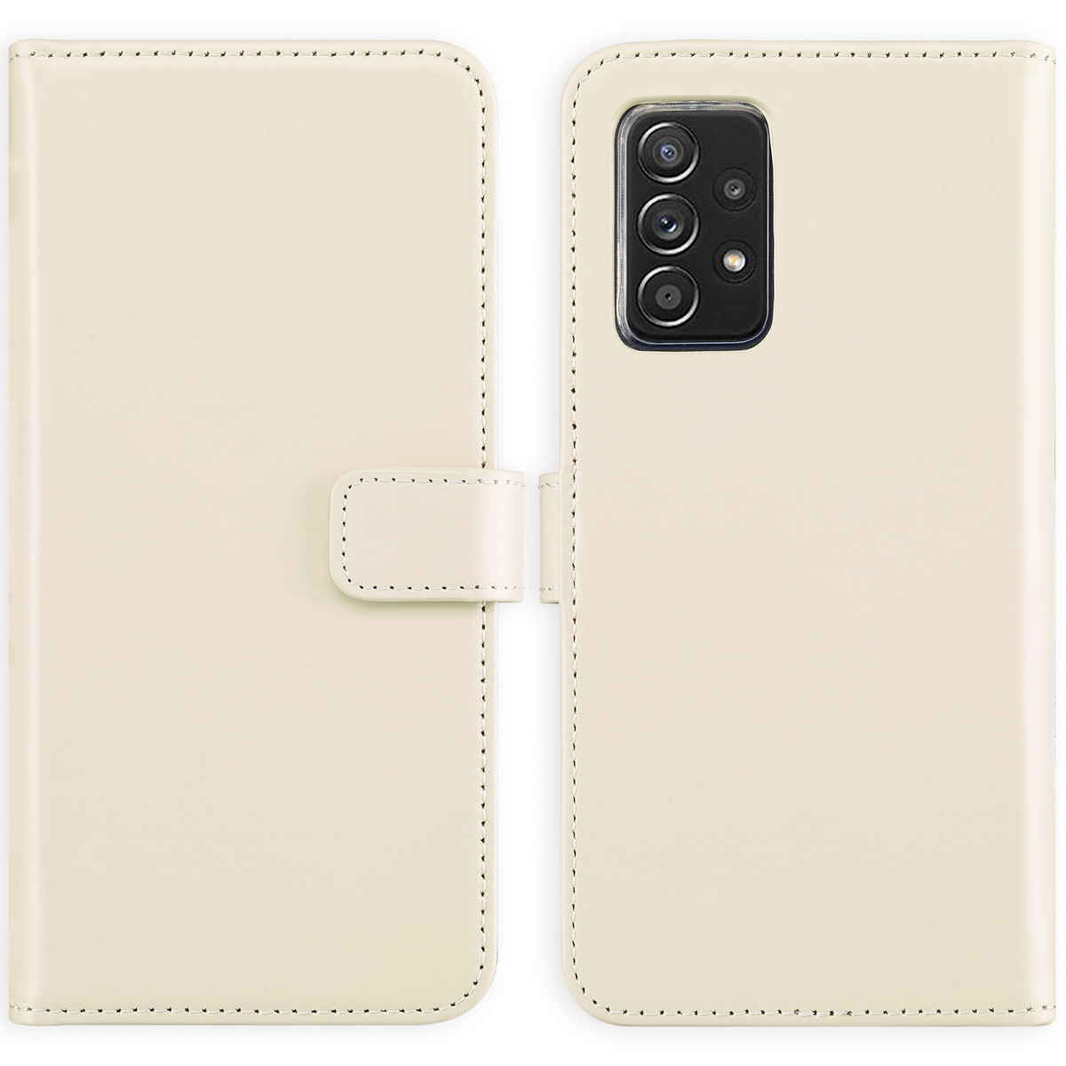 Selencia Echt Lederen Bookcase Samsung Galaxy A52 (4G/ 5G) – Greige