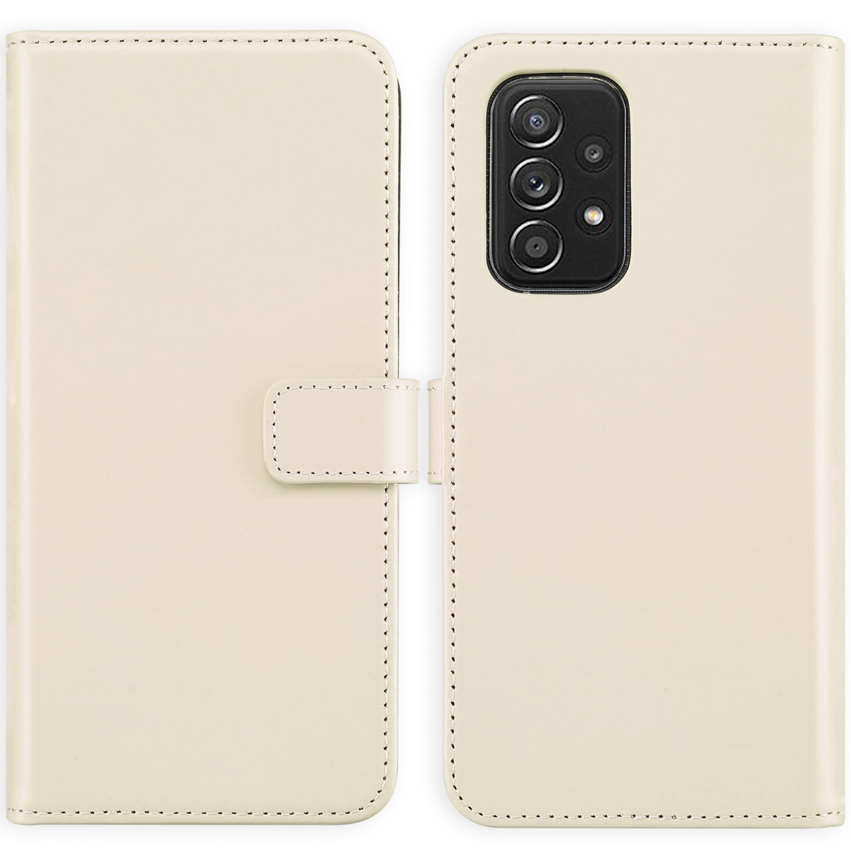Selencia Echt Lederen Bookcase Samsung Galaxy A53 – Greige