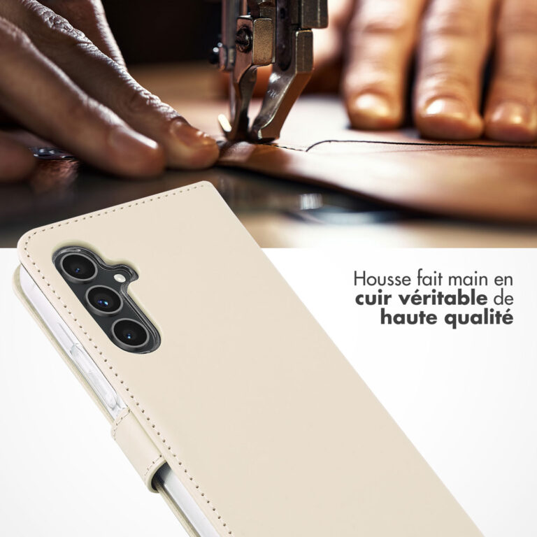 Selencia Echt Lederen Bookcase Samsung Galaxy A54 - Greige - Afbeelding 4