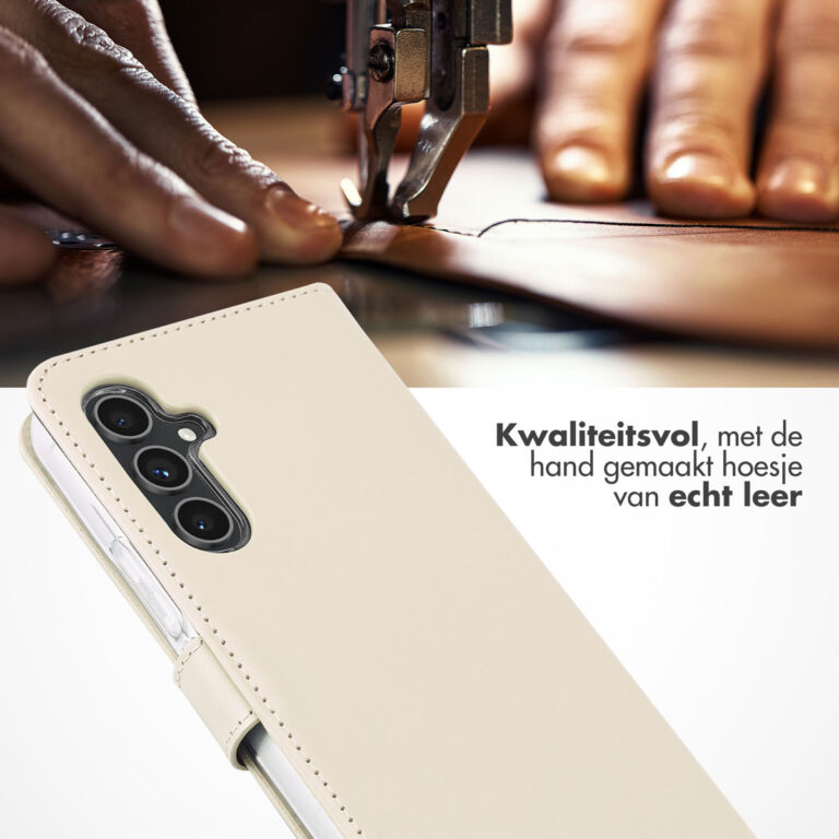 Selencia Echt Lederen Bookcase Samsung Galaxy A54 - Greige - Afbeelding 2