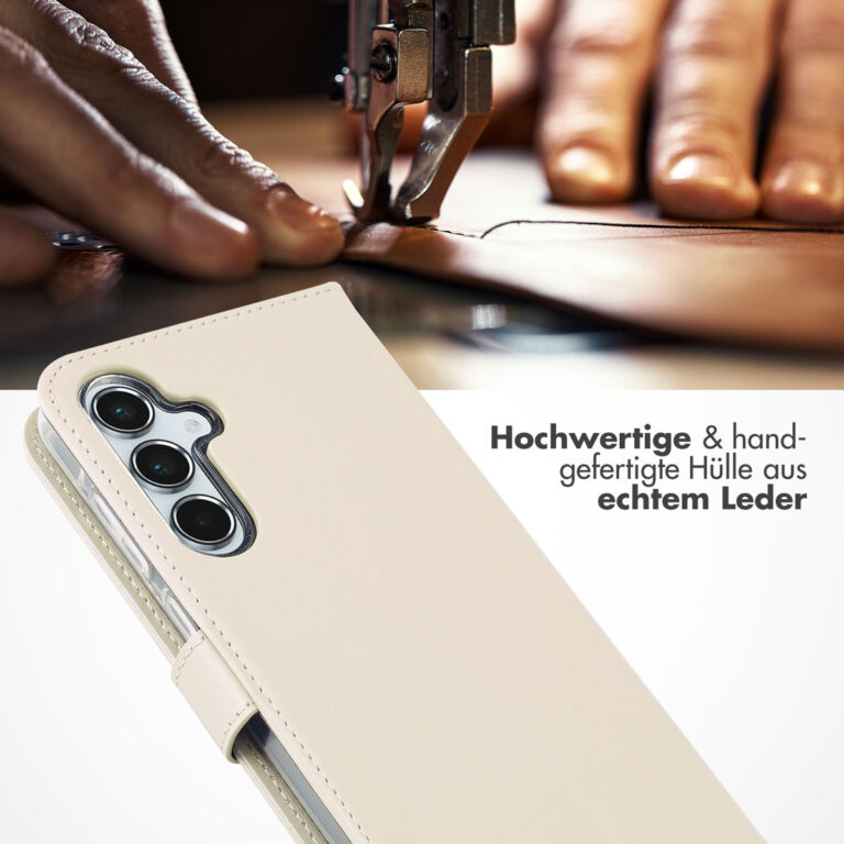 Selencia Echt Lederen Bookcase Samsung Galaxy A55 - Greige - Afbeelding 6