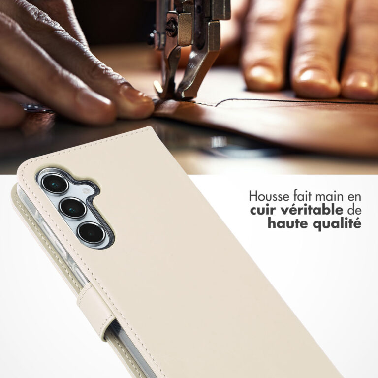 Selencia Echt Lederen Bookcase Samsung Galaxy A55 - Greige - Afbeelding 4