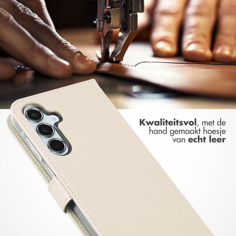 Selencia Echt Lederen Bookcase Samsung Galaxy A55 - Greige - Afbeelding 2