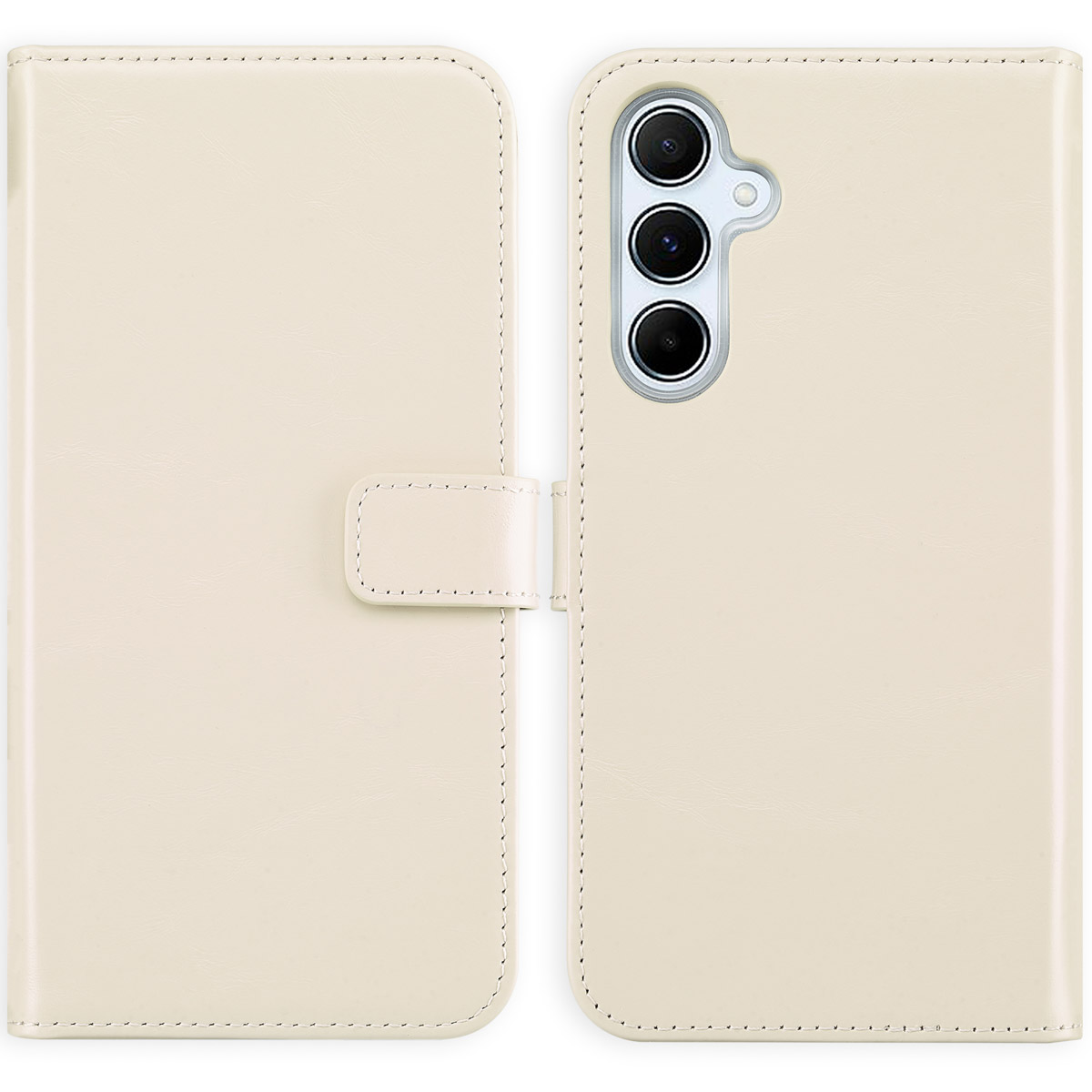 Selencia Echt Lederen Bookcase Samsung Galaxy A55 – Greige