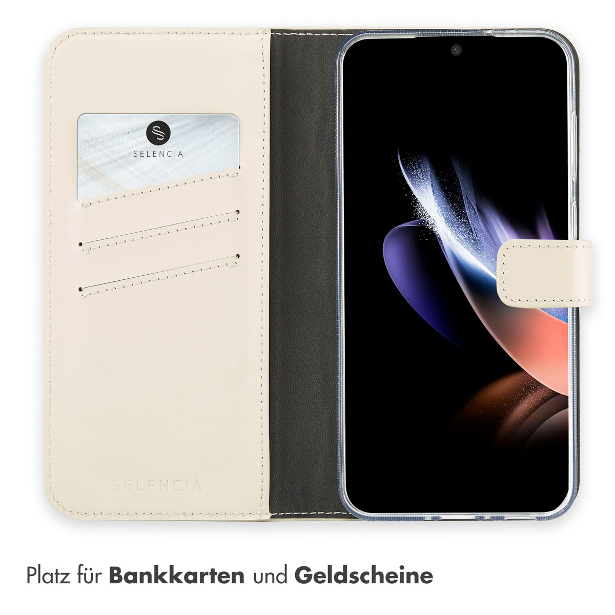 Selencia Echt Leren Bookcase Samsung Galaxy A36 / A56 - Greige - Afbeelding 9