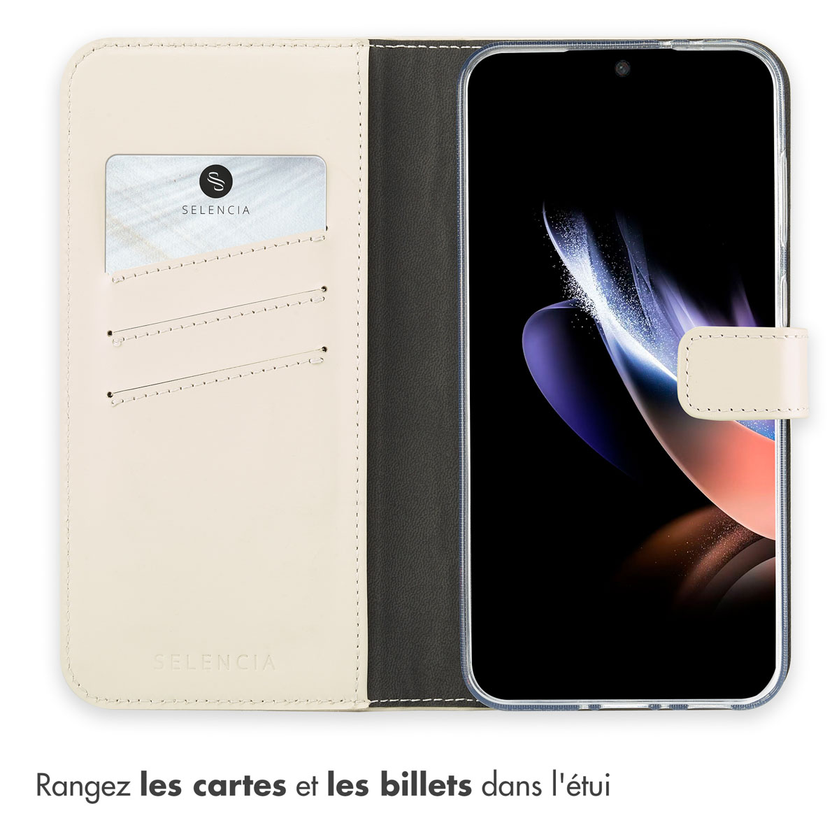 Selencia Echt Leren Bookcase Samsung Galaxy A36 / A56 - Greige - Afbeelding 8