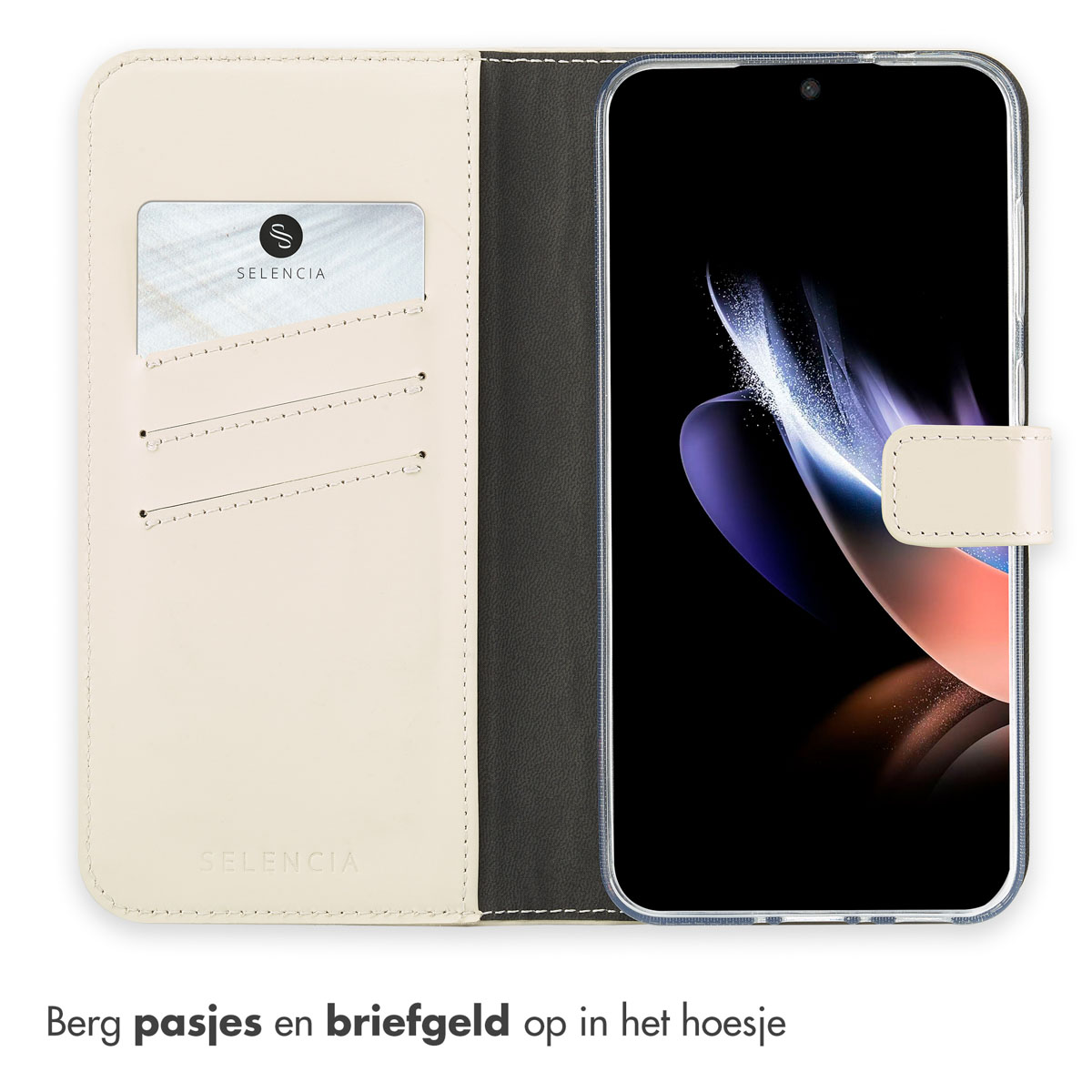 Selencia Echt Leren Bookcase Samsung Galaxy A36 / A56 - Greige - Afbeelding 7