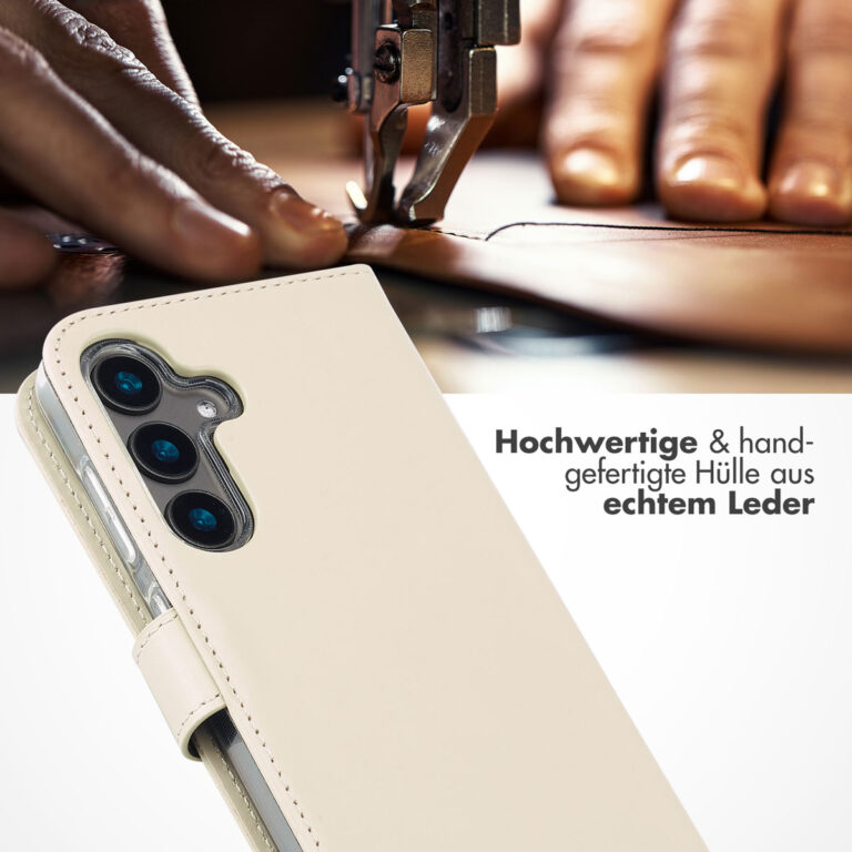 Selencia Echt Lederen Bookcase Samsung Galaxy S24 - Greige - Afbeelding 6