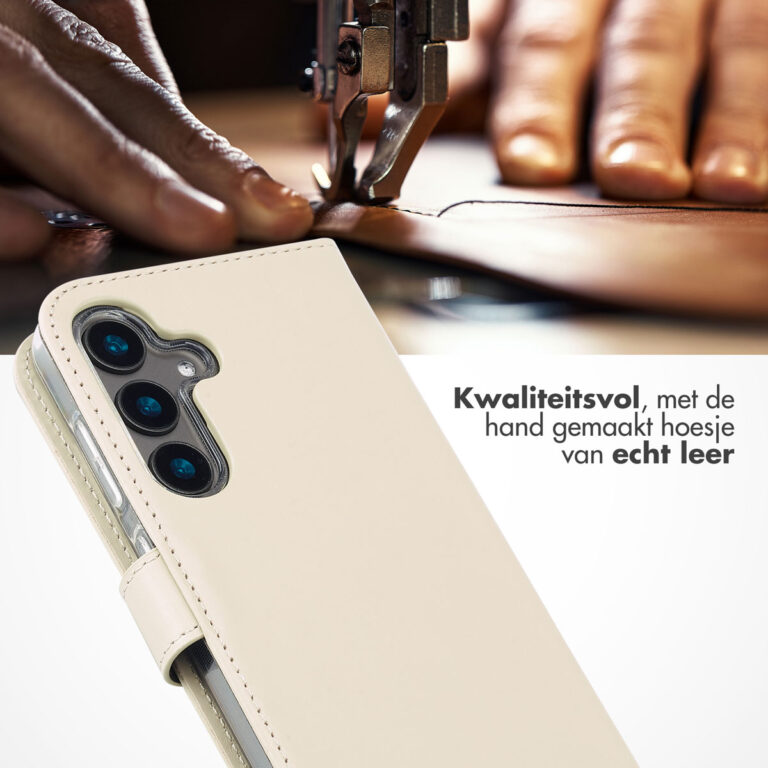 Selencia Echt Lederen Bookcase Samsung Galaxy S24 - Greige - Afbeelding 2