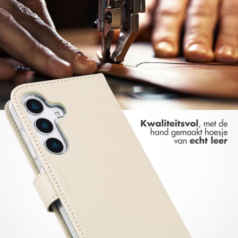 Selencia Echt Lederen Bookcase Samsung Galaxy S25 - Greige - Afbeelding 2