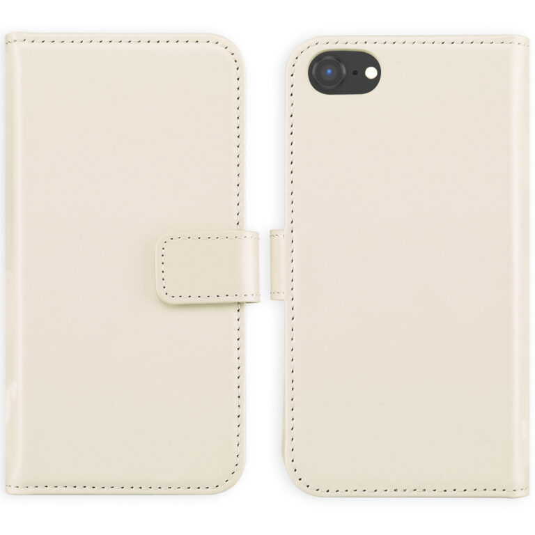 Selencia Echt Lederen Bookcase Apple iPhone SE (2022 / 2020) / 8 / 7 / 6(s) - Greige - Afbeelding 3