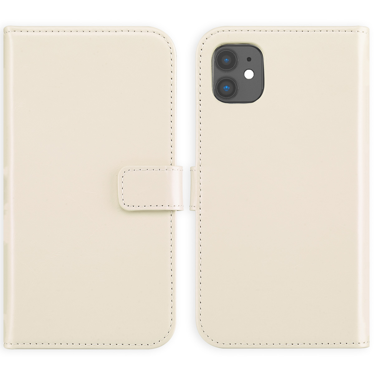 Selencia Echt Lederen Bookcase Apple iPhone 11 – Greige