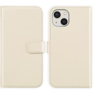 Selencia Echt Lederen Bookcase Apple iPhone 13 - Greige