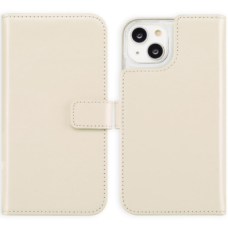 Selencia Echt Lederen Bookcase Apple iPhone 14 - Greige - Afbeelding 3