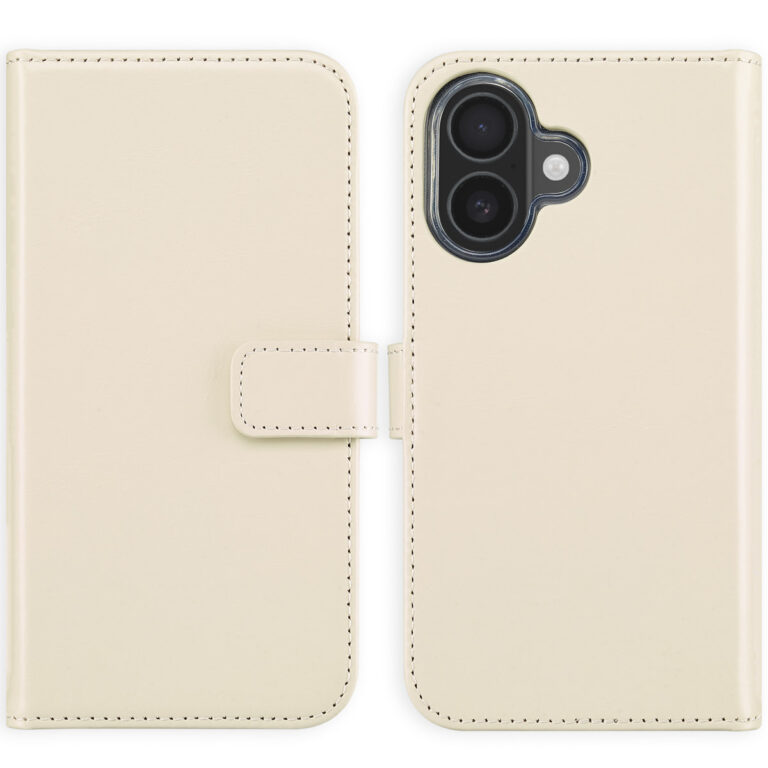 Selencia Echt Lederen Bookcase Apple iPhone 16 - Greige - Afbeelding 3