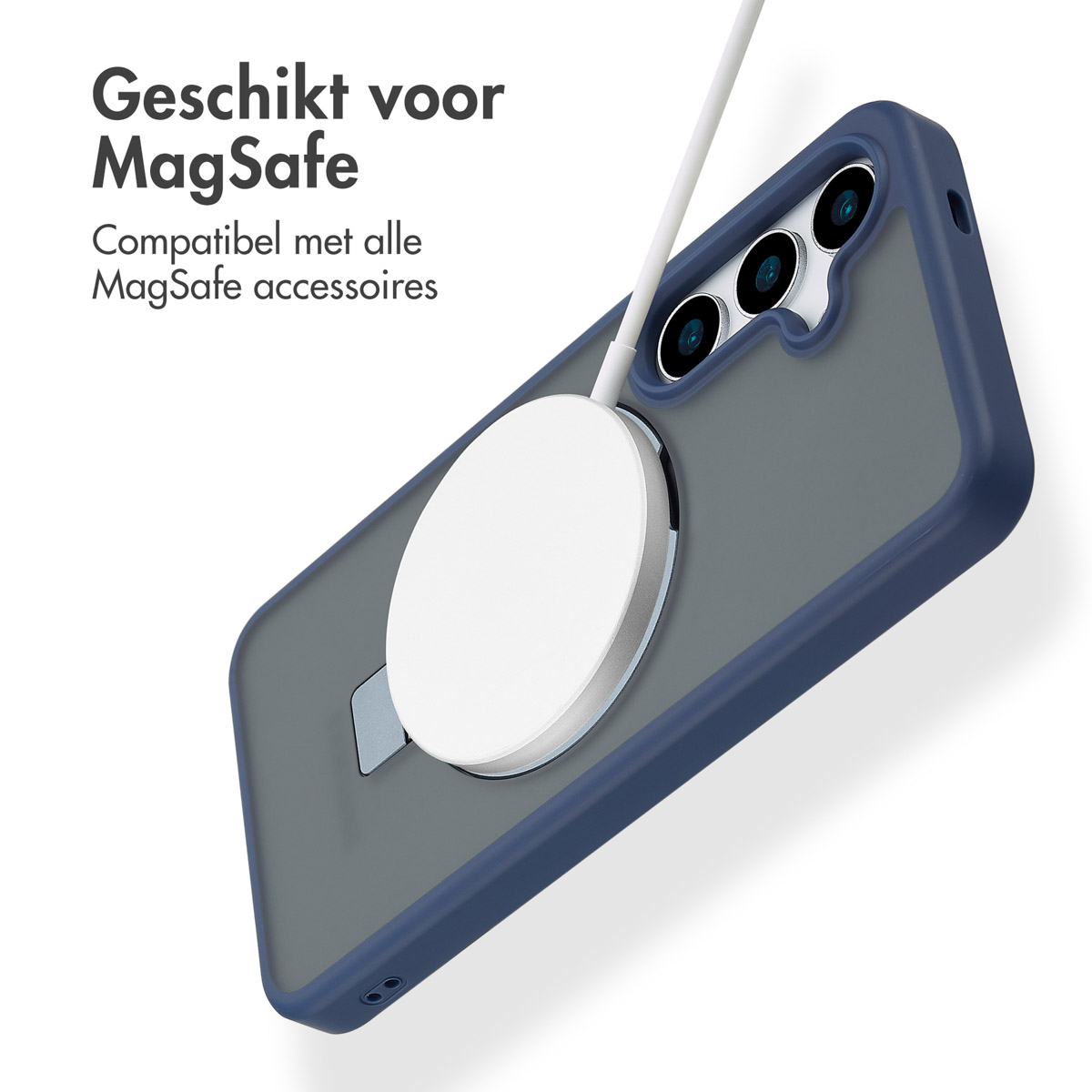 Accezz Ring Stand Backcover met MagSafe Samsung Galaxy S24 - Blauw - Afbeelding 4