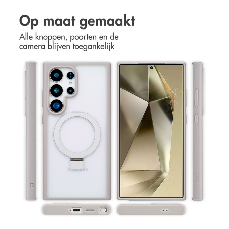 Accezz Ring Stand Backcover met MagSafe Samsung Galaxy S24 Ultra - Grey - Afbeelding 8