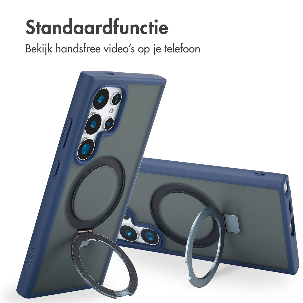 Accezz Ring Stand Backcover met MagSafe Samsung Galaxy S24 Ultra - Blauw - Afbeelding 8