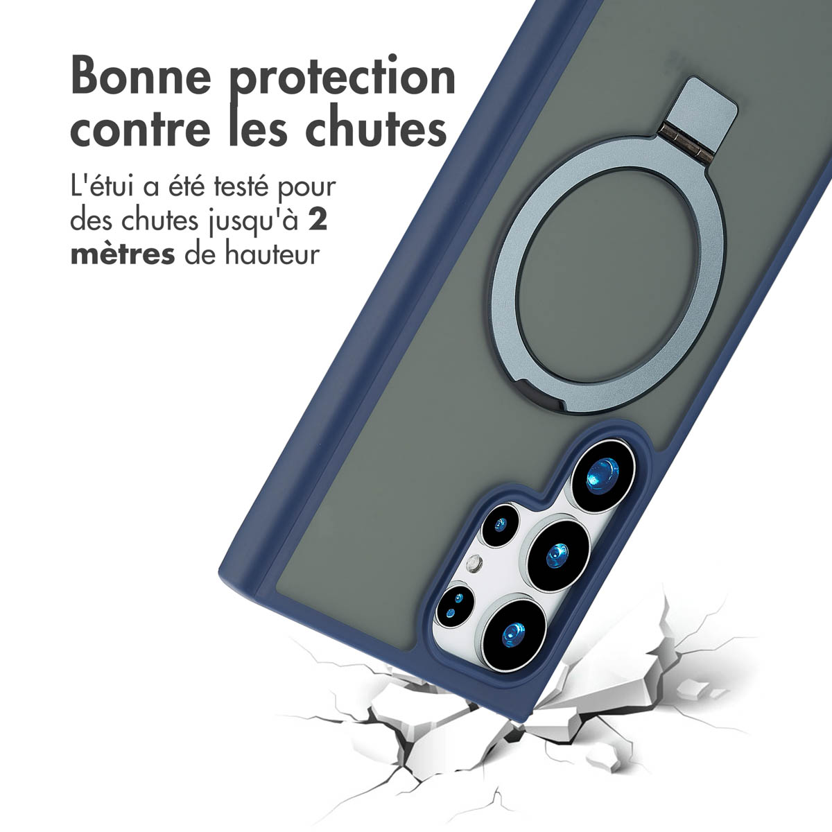 Accezz Ring Stand Backcover met MagSafe Samsung Galaxy S24 Ultra - Blauw - Afbeelding 10