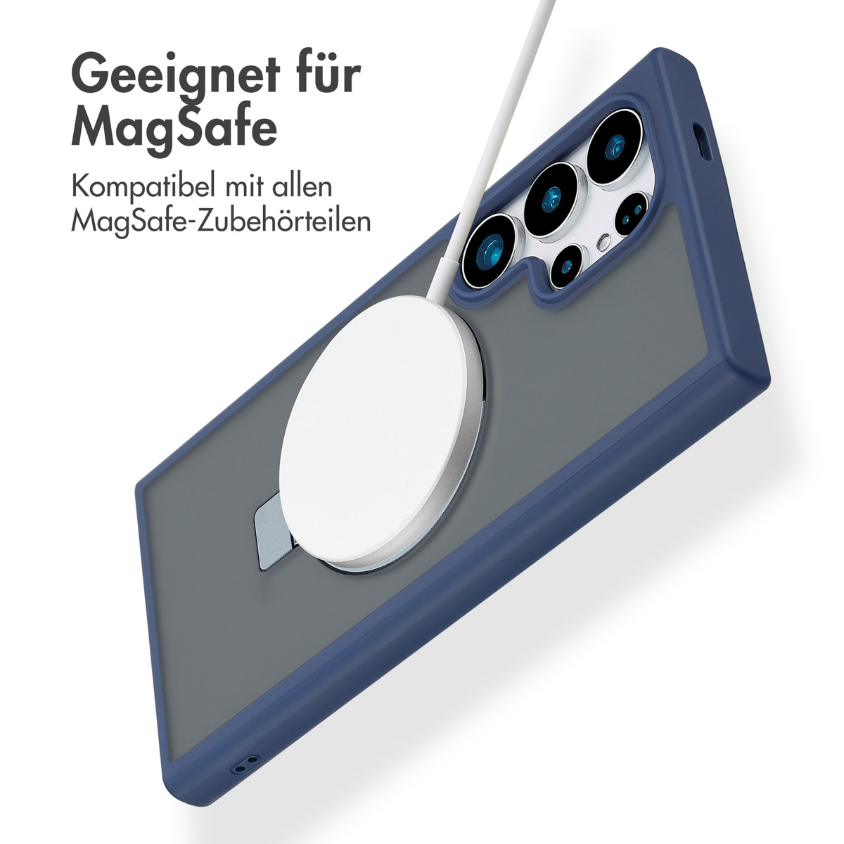 Accezz Ring Stand Backcover met MagSafe Samsung Galaxy S24 Ultra - Blauw - Afbeelding 5