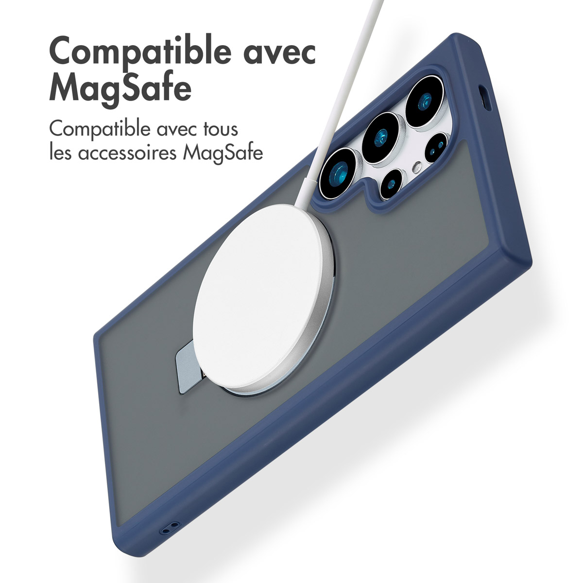 Accezz Ring Stand Backcover met MagSafe Samsung Galaxy S24 Ultra - Blauw - Afbeelding 6
