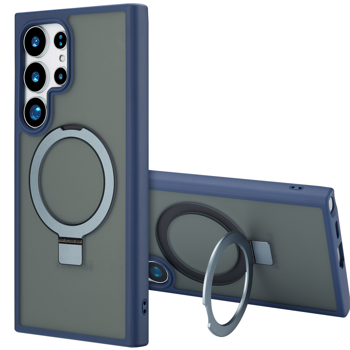 Accezz Ring Stand Backcover met MagSafe Samsung Galaxy S24 Ultra - Blauw - Afbeelding 3