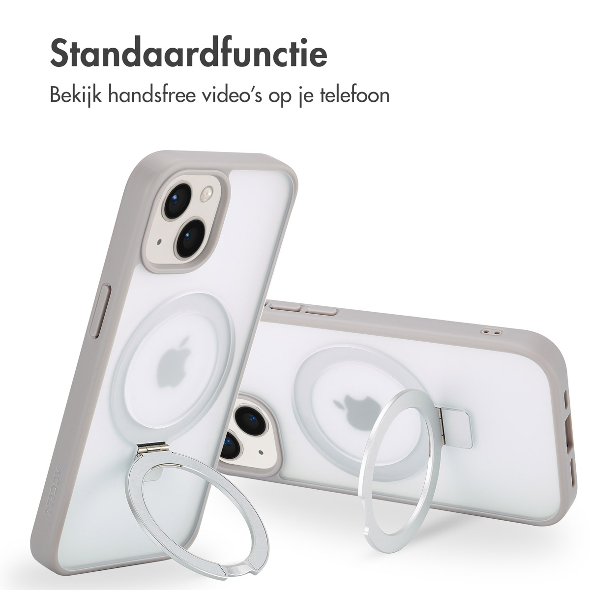Accezz Ring Stand Backcover met MagSafe Apple iPhone 15 - Grijs - Afbeelding 7