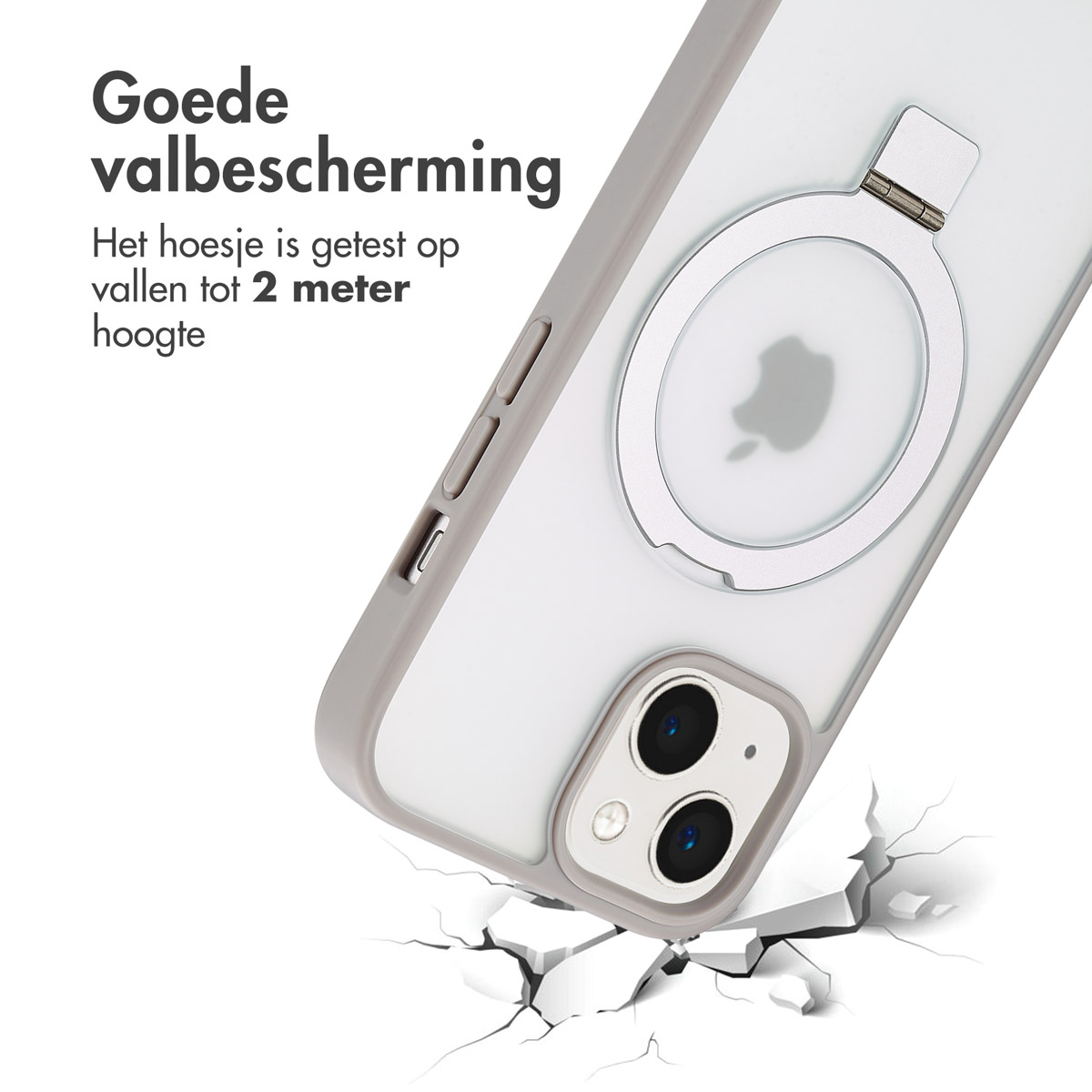 Accezz Ring Stand Backcover met MagSafe Apple iPhone 15 - Grijs - Afbeelding 6