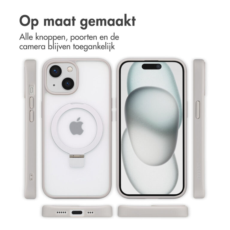 Accezz Ring Stand Backcover met MagSafe Apple iPhone 15 - Grey - Afbeelding 8