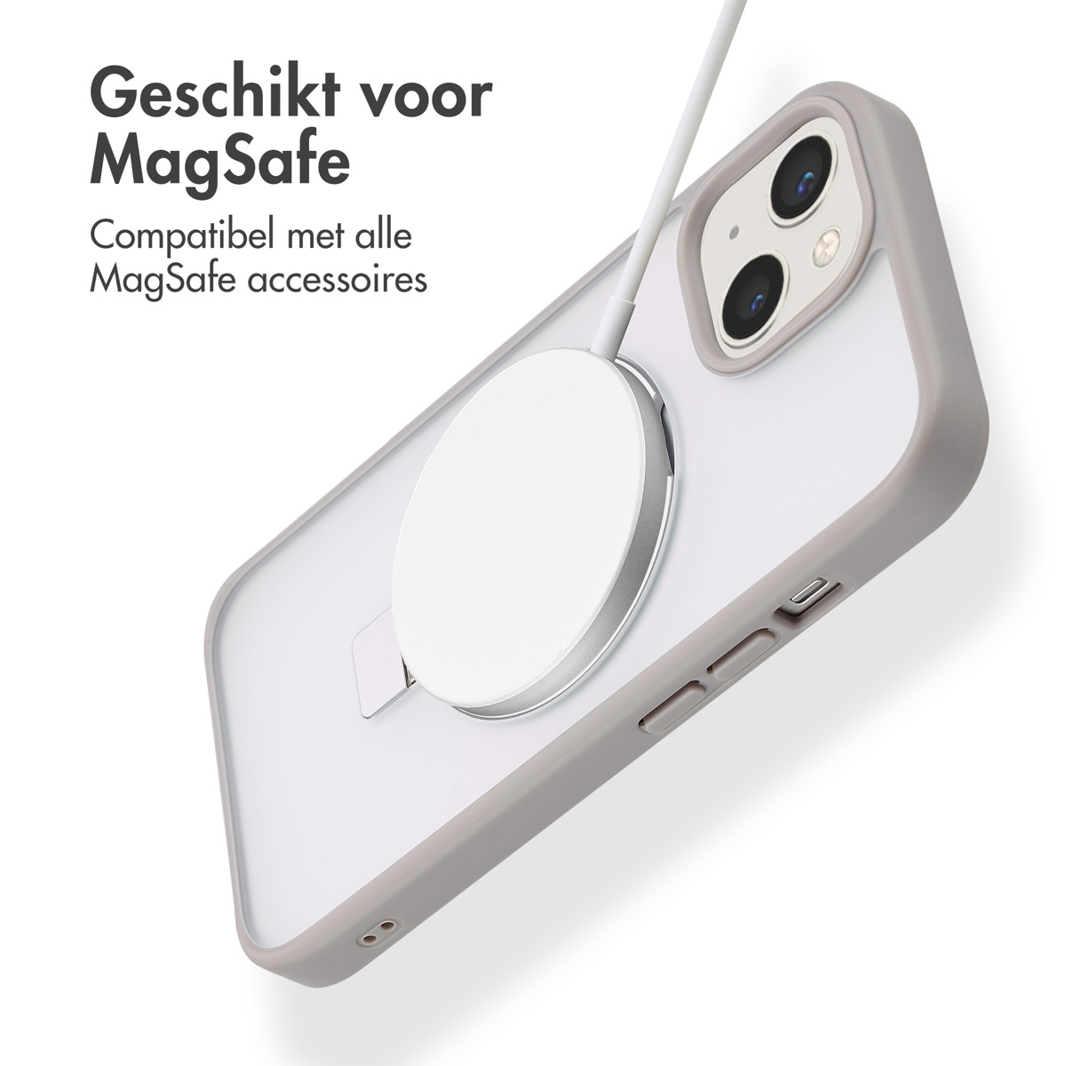 Accezz Ring Stand Backcover met MagSafe Apple iPhone 15 - Grijs - Afbeelding 4