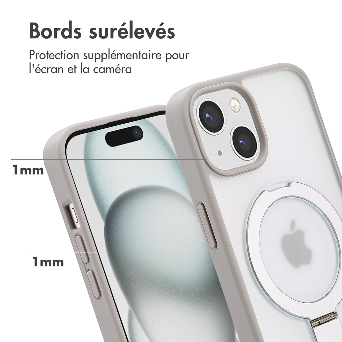 Accezz Ring Stand Backcover met MagSafe Apple iPhone 15 - Grijs - Afbeelding 10