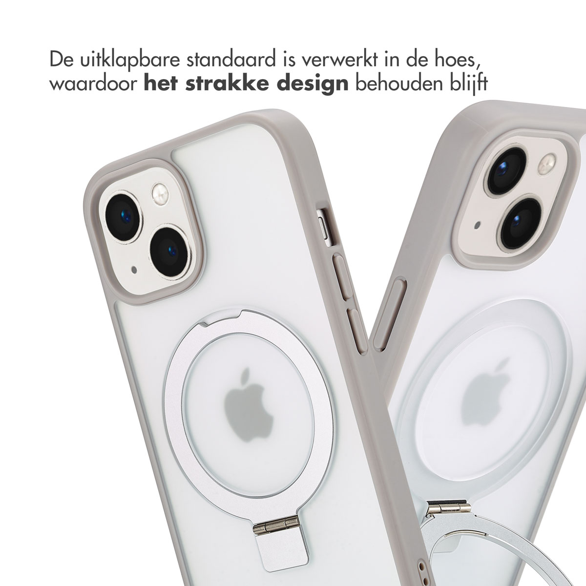 Accezz Ring Stand Backcover met MagSafe Apple iPhone 15 - Grijs - Afbeelding 2