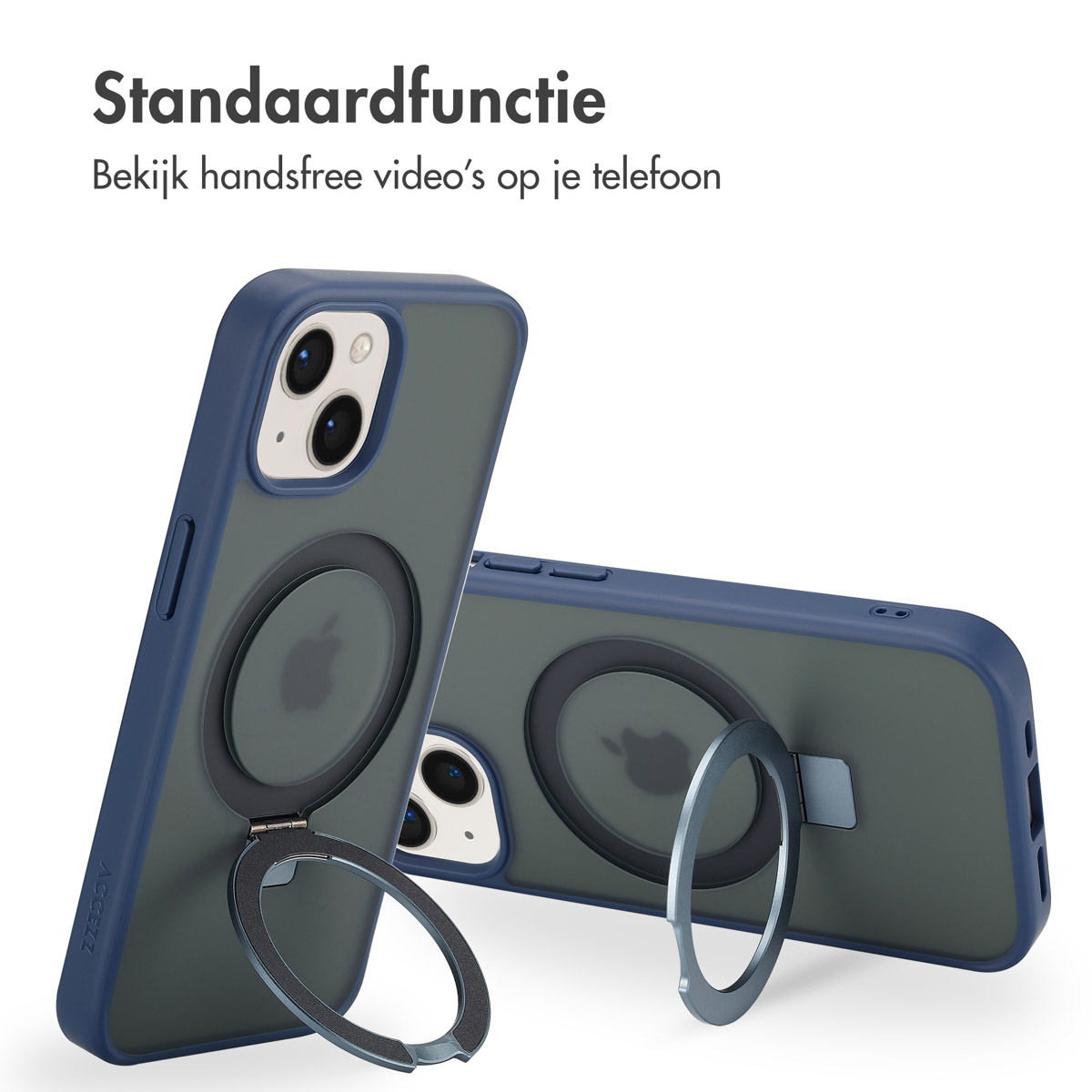 Accezz Ring Stand Backcover met MagSafe Apple iPhone 15 - Blauw - Afbeelding 7