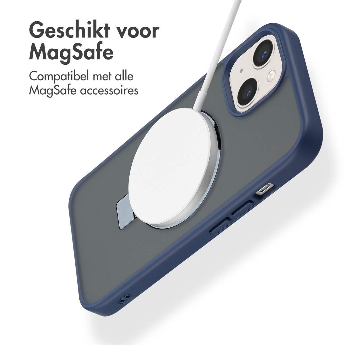 Accezz Ring Stand Backcover met MagSafe Apple iPhone 15 - Blauw - Afbeelding 4