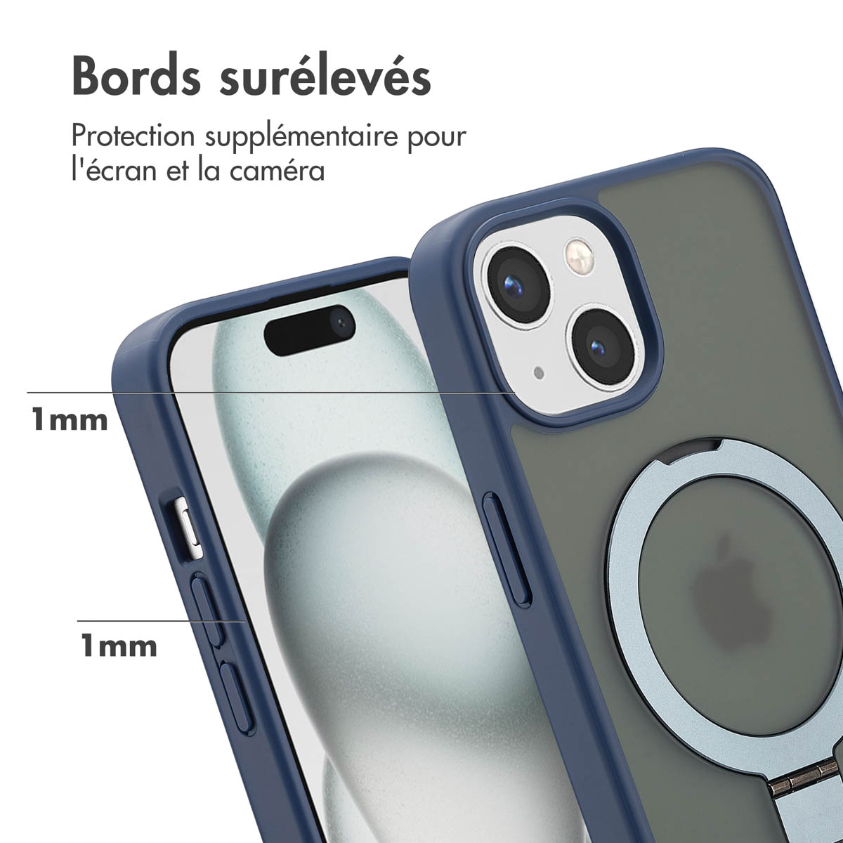 Accezz Ring Stand Backcover met MagSafe Apple iPhone 15 - Blauw - Afbeelding 10