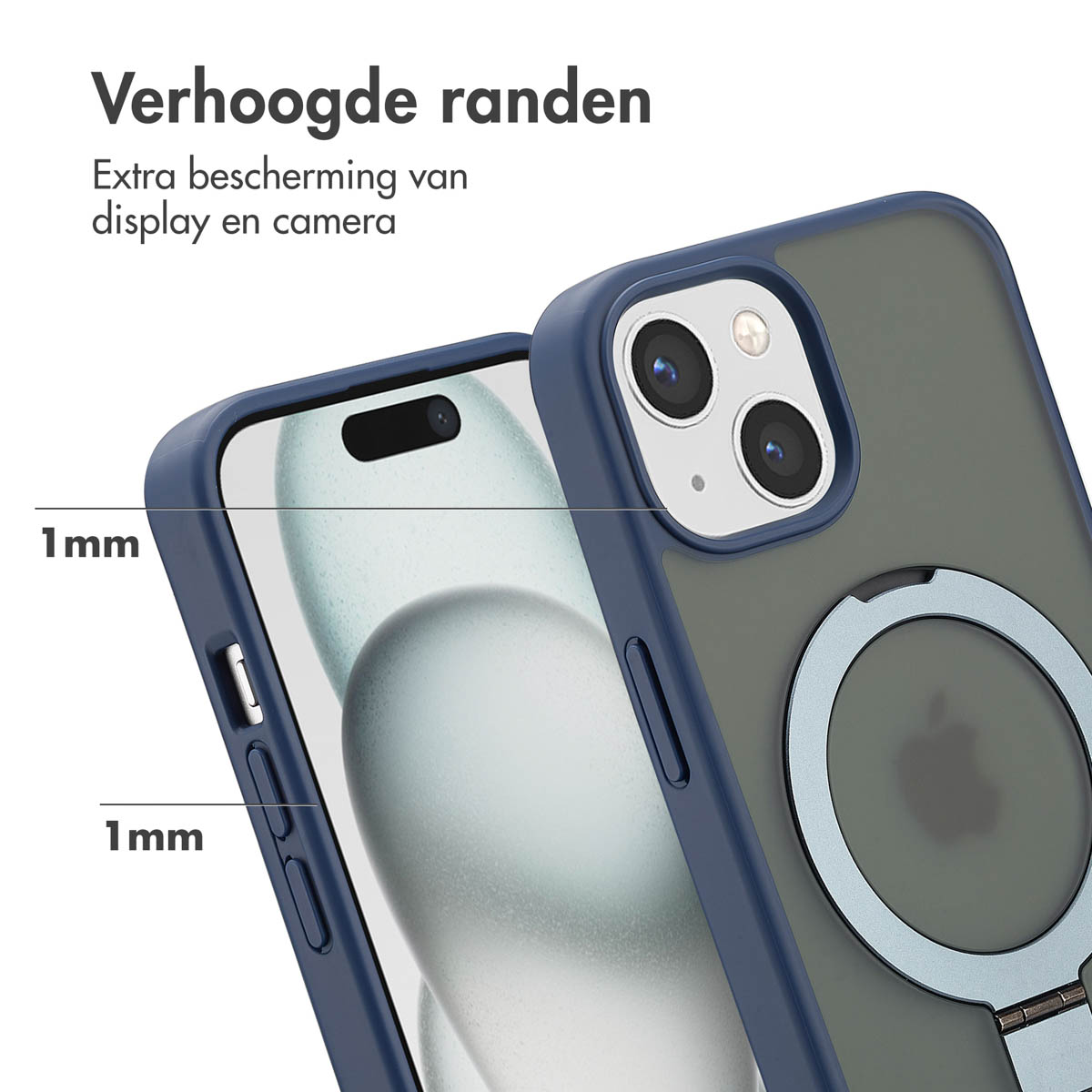 Accezz Ring Stand Backcover met MagSafe Apple iPhone 15 - Blauw - Afbeelding 3