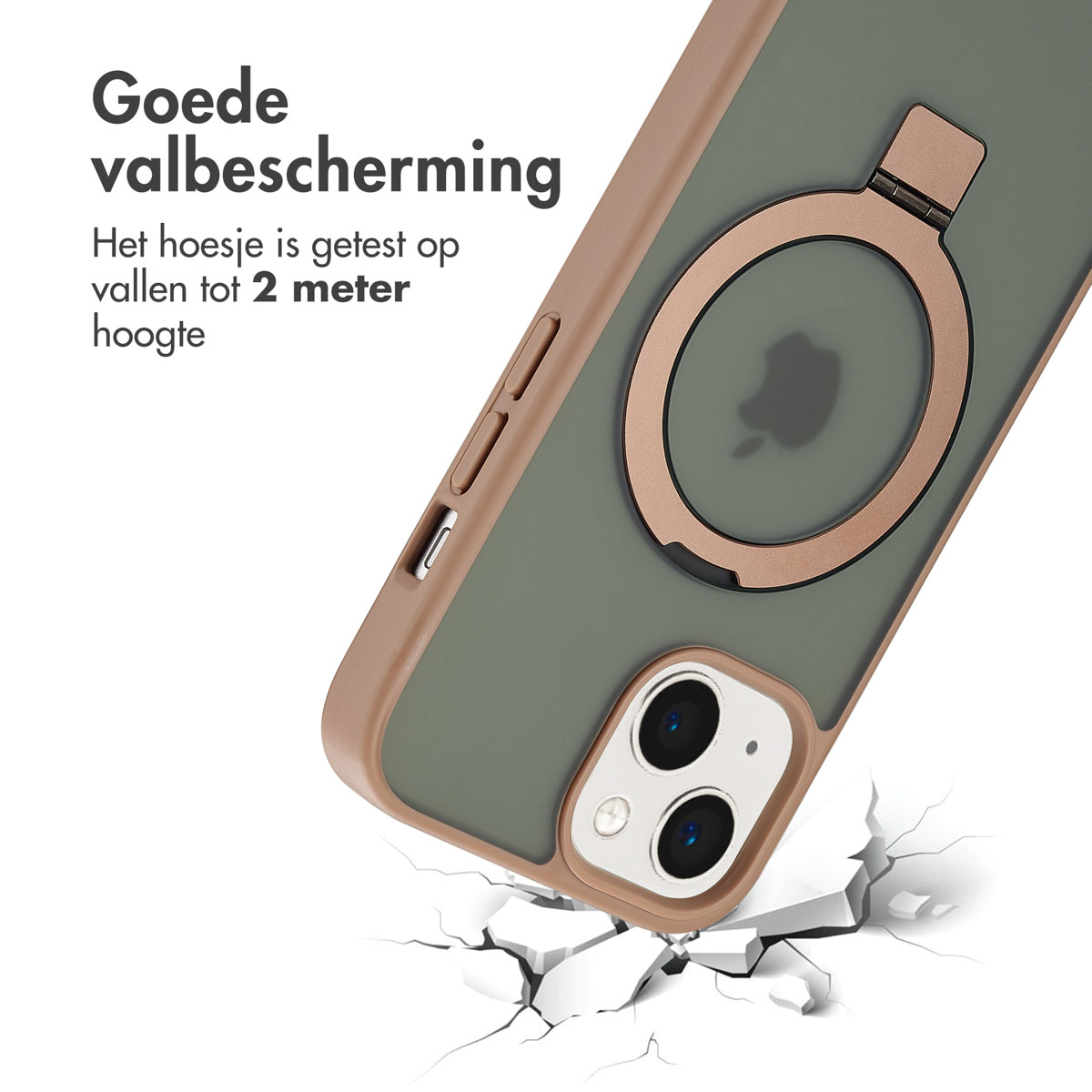 Accezz Ring Stand Backcover met MagSafe Apple iPhone 15 - Bruin - Afbeelding 9