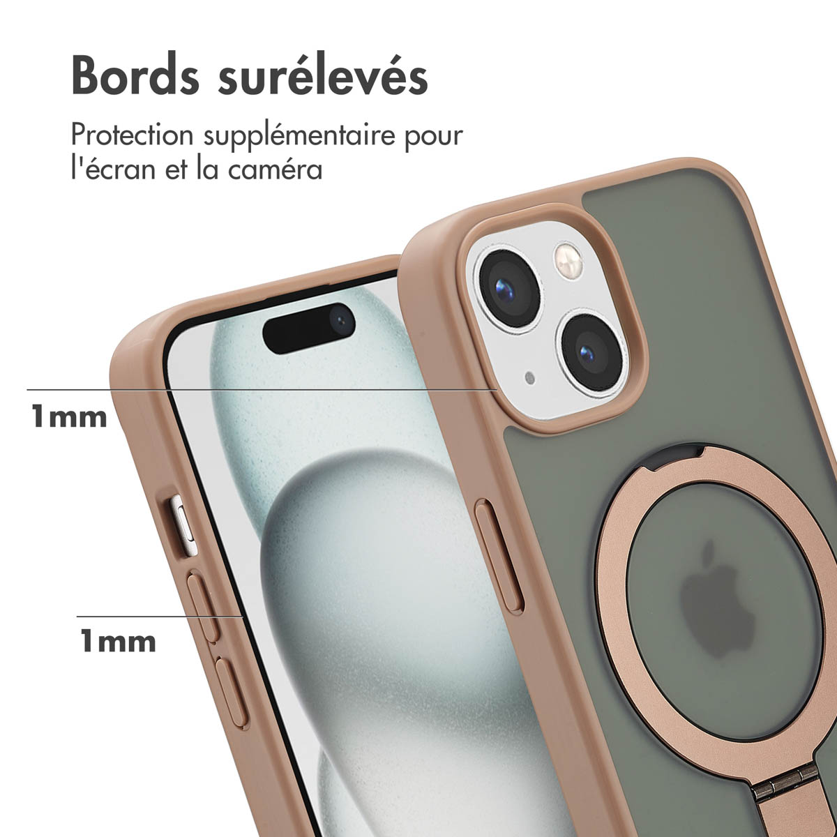 Accezz Ring Stand Backcover met MagSafe Apple iPhone 15 - Bruin - Afbeelding 10