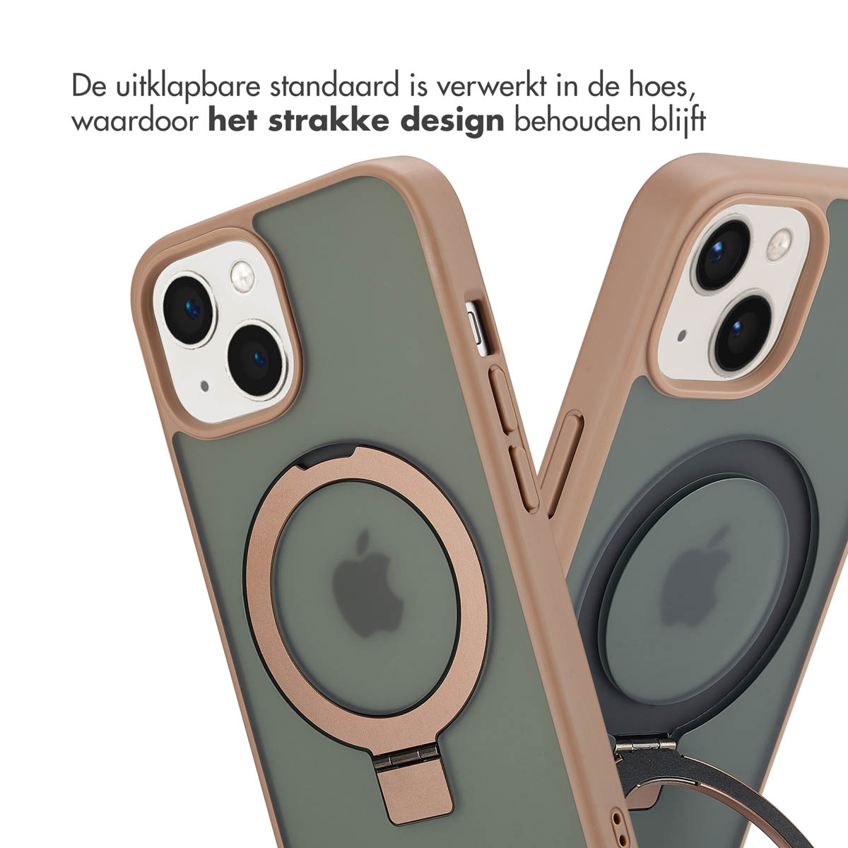 Accezz Ring Stand Backcover met MagSafe Apple iPhone 15 - Bruin - Afbeelding 2