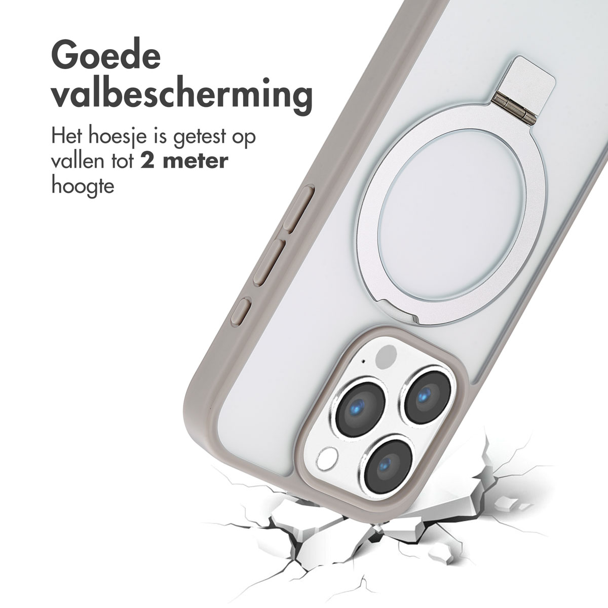 Accezz Ring Stand Backcover met MagSafe Apple iPhone 15 Pro - Grijs - Afbeelding 6