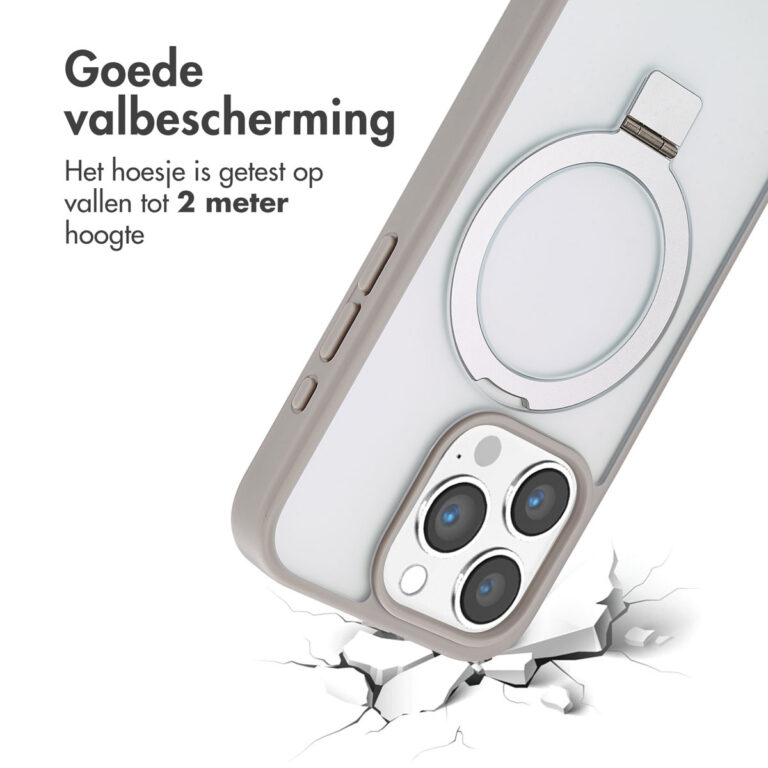 Accezz Ring Stand Backcover met MagSafe Apple iPhone 15 Pro - Grey - Afbeelding 9