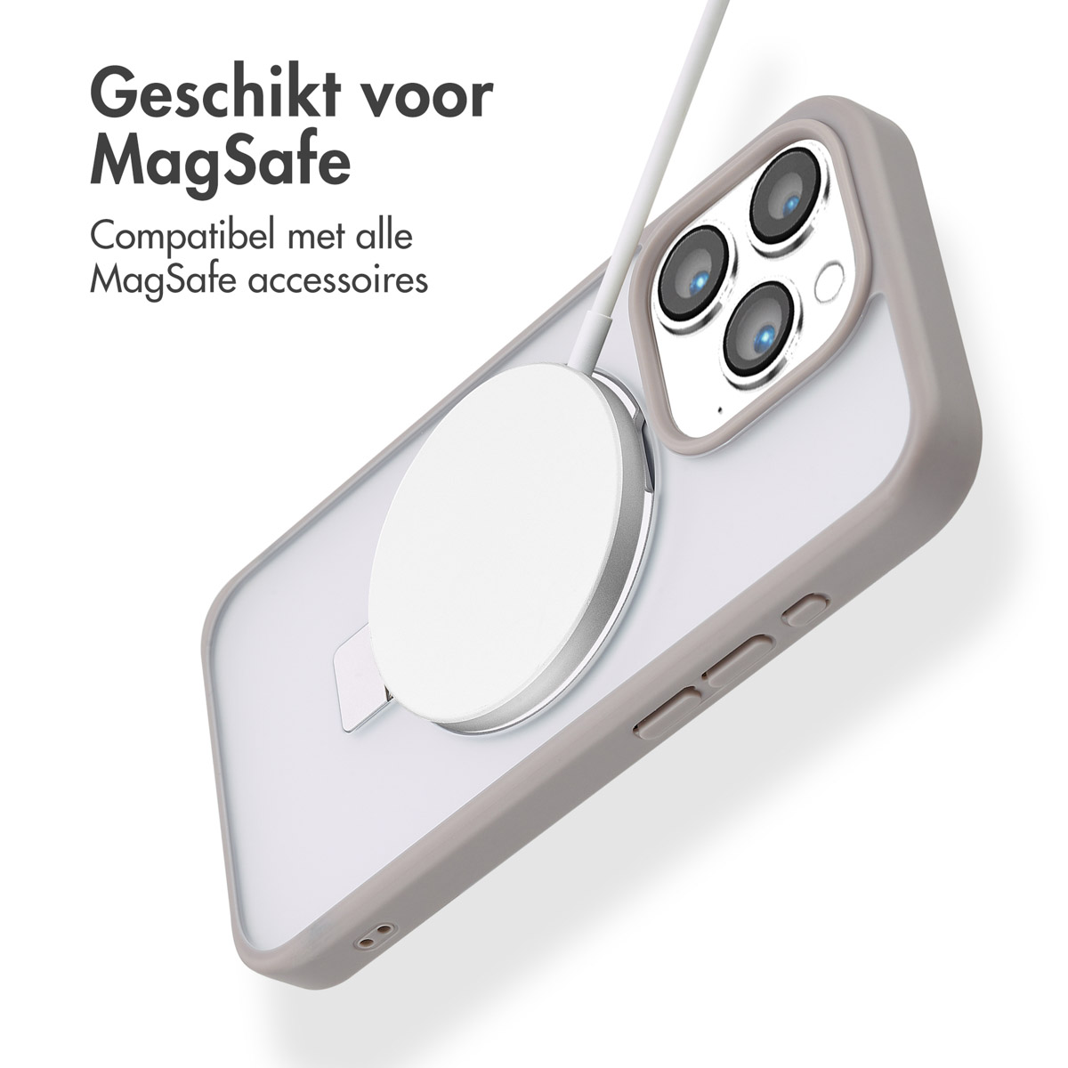 Accezz Ring Stand Backcover met MagSafe Apple iPhone 15 Pro - Grijs - Afbeelding 4