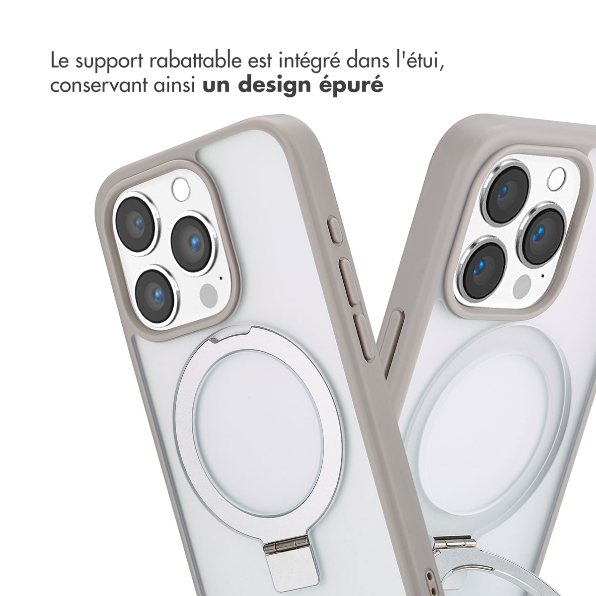 Accezz Ring Stand Backcover met MagSafe Apple iPhone 15 Pro - Grijs - Afbeelding 9