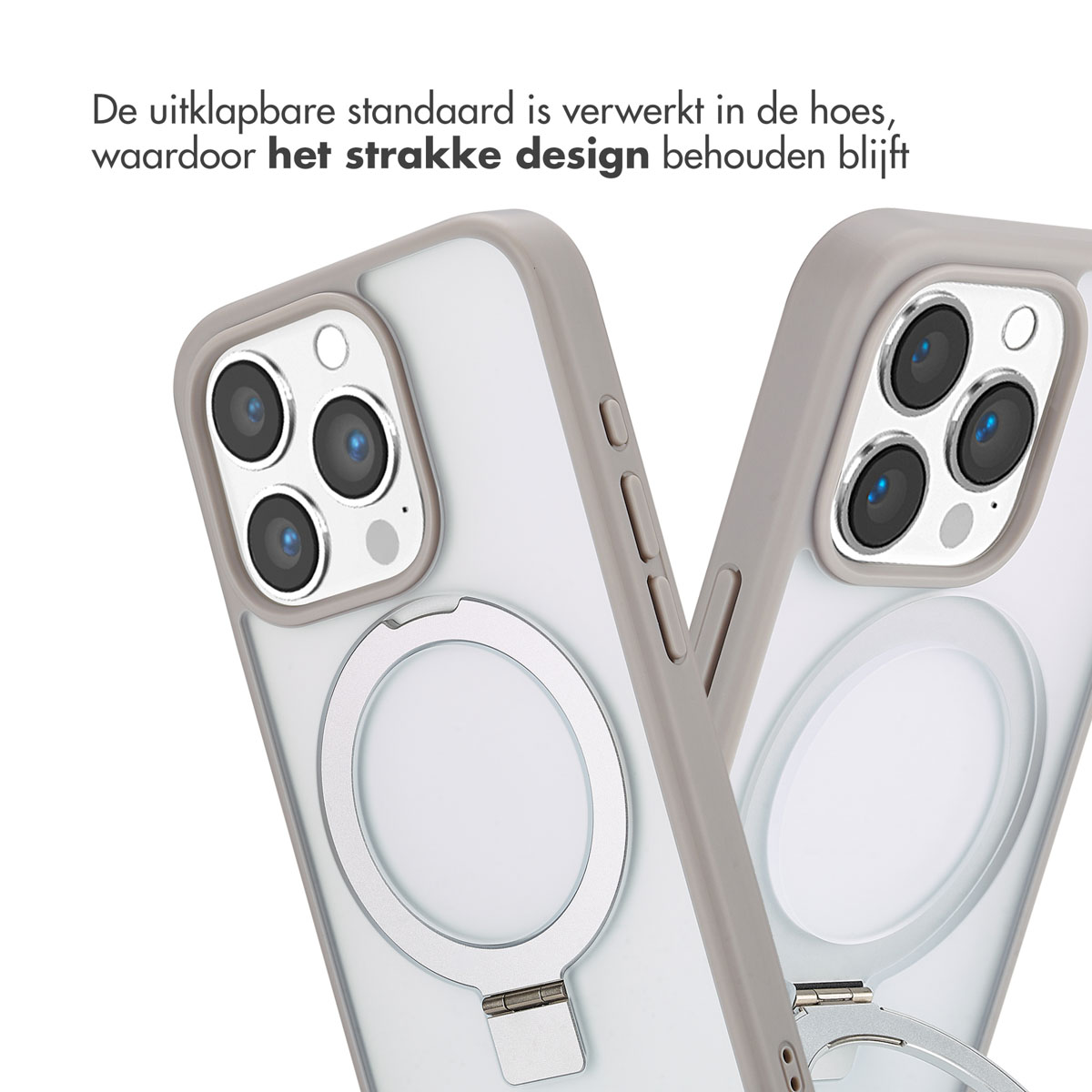 Accezz Ring Stand Backcover met MagSafe Apple iPhone 15 Pro - Grijs - Afbeelding 2