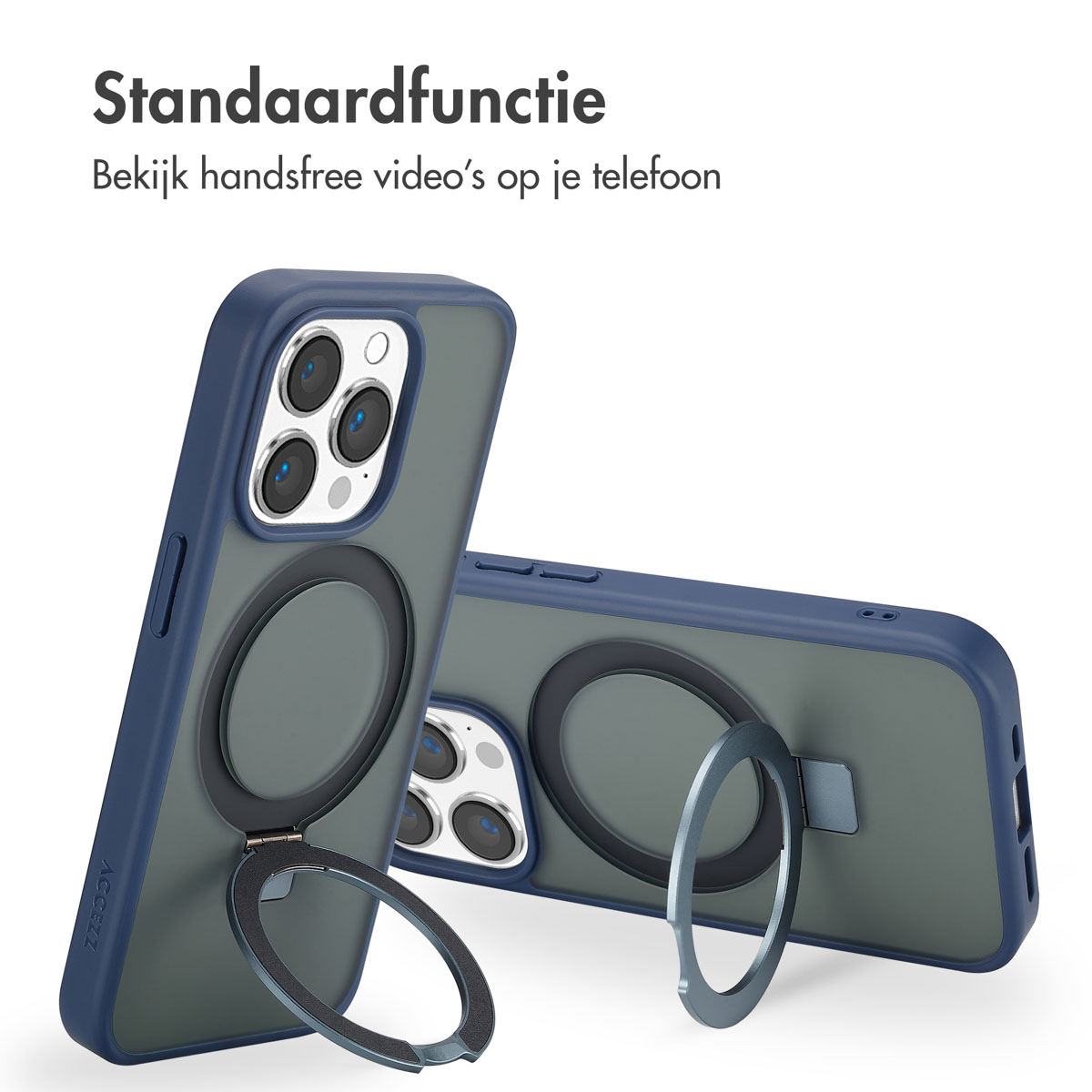 Accezz Ring Stand Backcover met MagSafe Apple iPhone 15 Pro - Blauw - Afbeelding 7