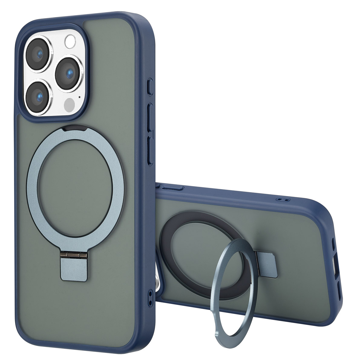 Accezz Ring Stand Backcover met MagSafe Apple iPhone 15 Pro - Blauw