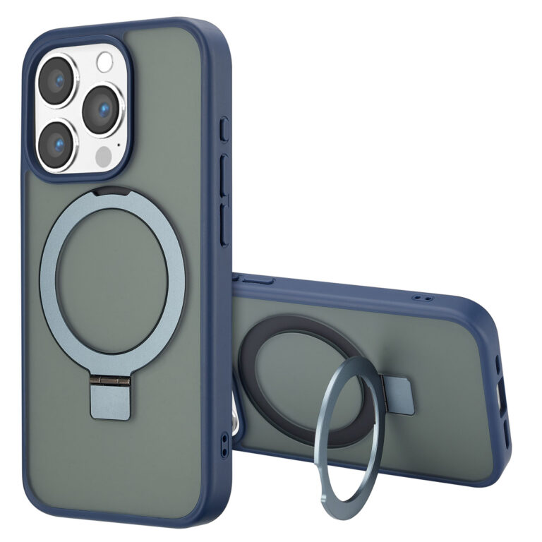 Accezz Ring Stand Backcover met MagSafe Apple iPhone 15 Pro - Blue - Afbeelding 4