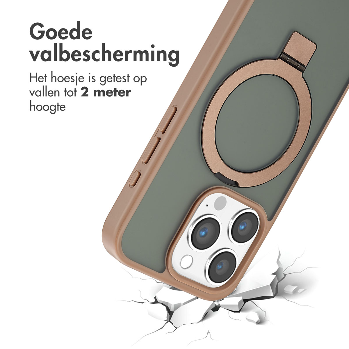 Accezz Ring Stand Backcover met MagSafe Apple iPhone 15 Pro - Bruin - Afbeelding 6