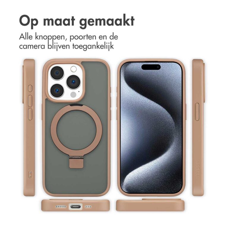 Accezz Ring Stand Backcover met MagSafe Apple iPhone 15 Pro - Brown - Afbeelding 8